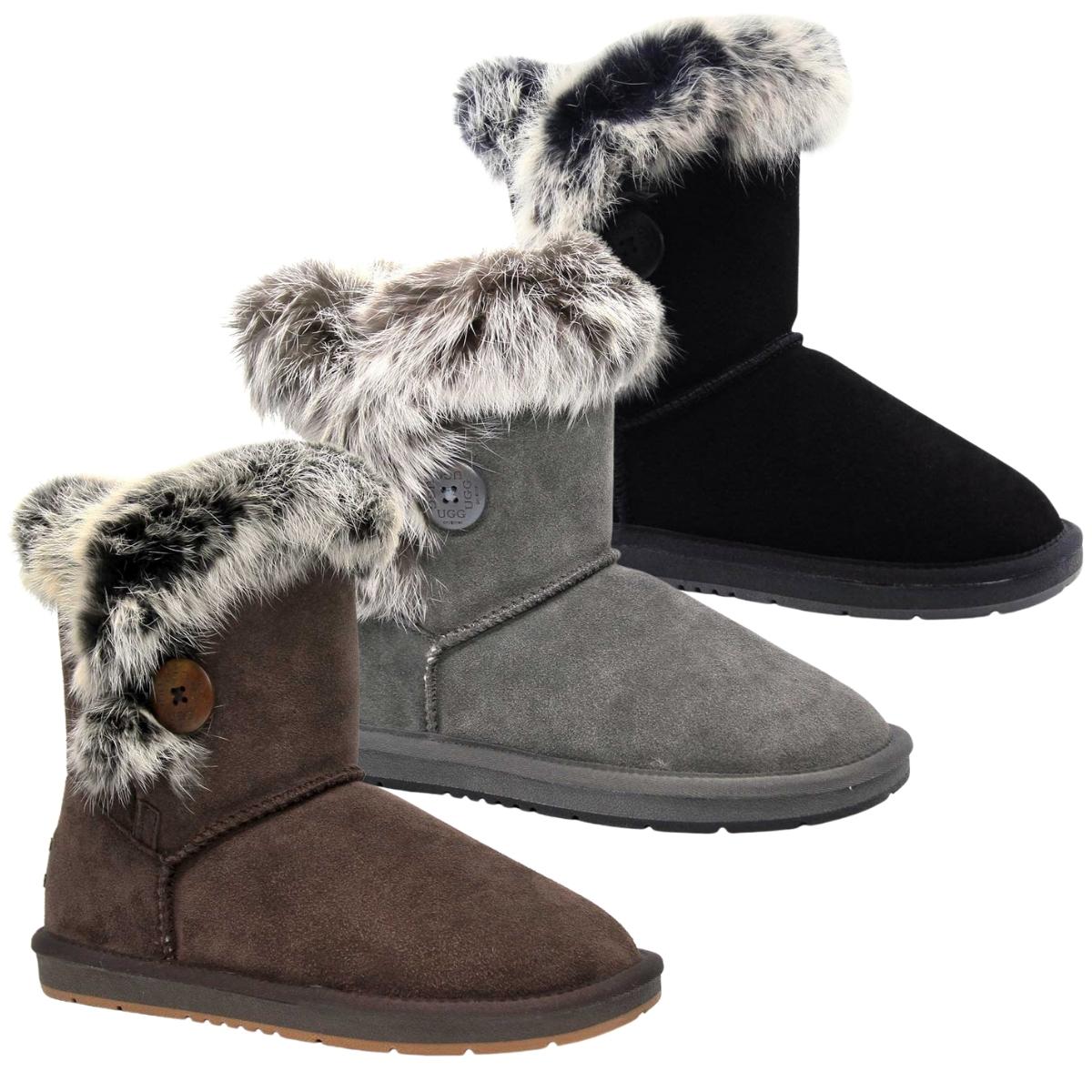UGG Short Button Fur Boots - Main Image
