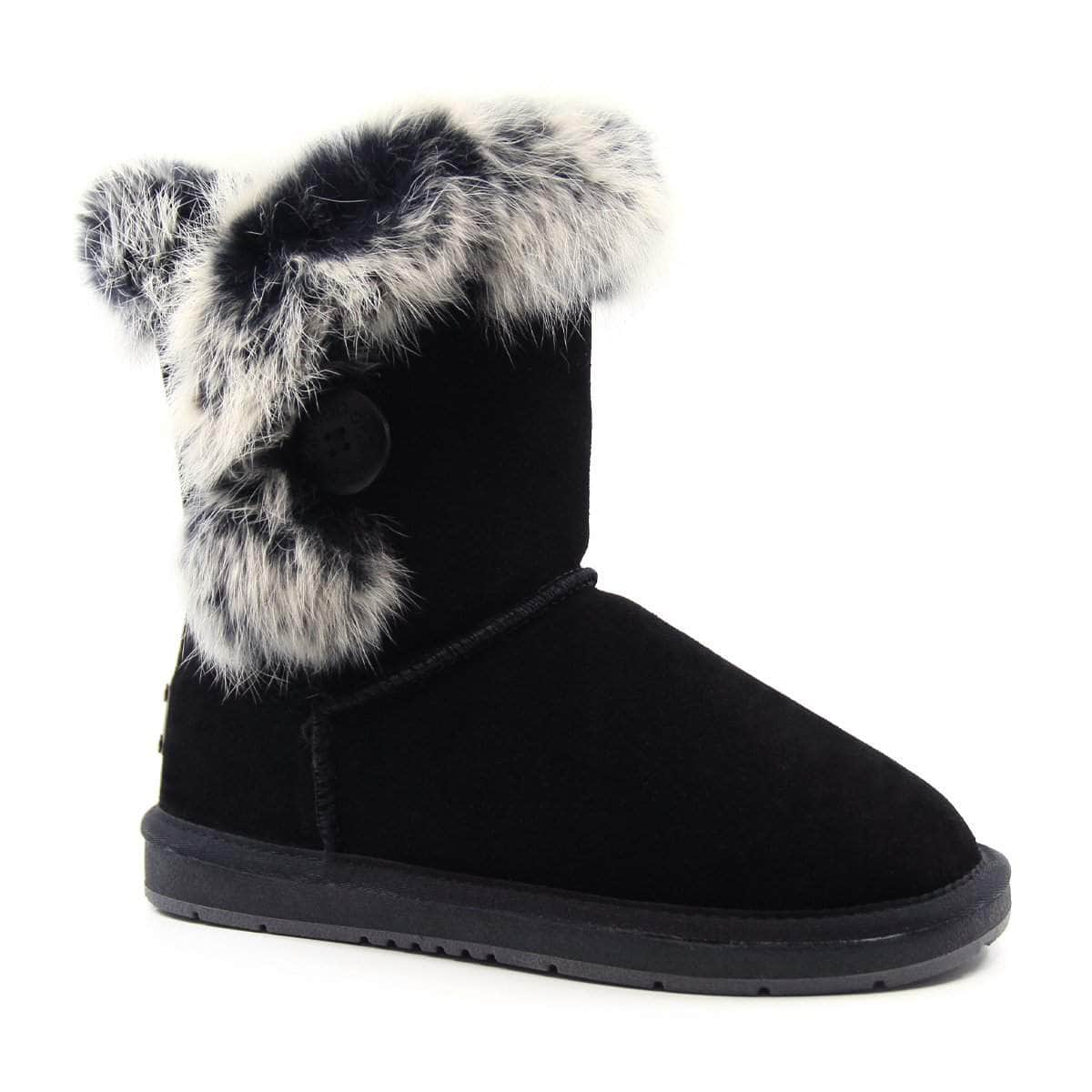Grey uggs shop with black fur