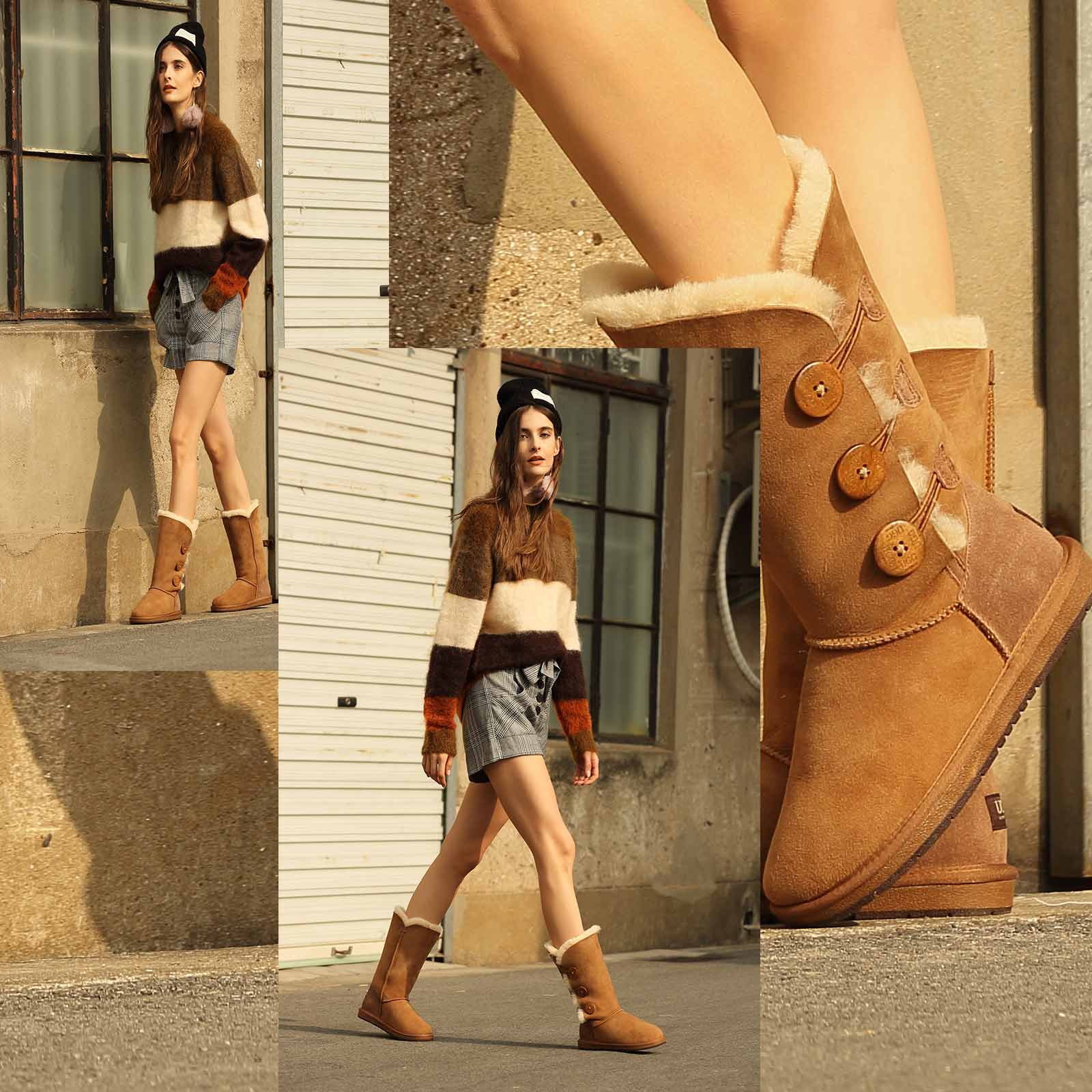 Classic Tall 3 Buttons UGG Boots Premium Australian Sheepskin UGGFace