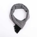 POSH FLEECE Pure Wool Scarf with Fringe - Two Tones / Grey Black