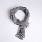 POSH FLEECE Pure Wool Scarf with Fringe Silver